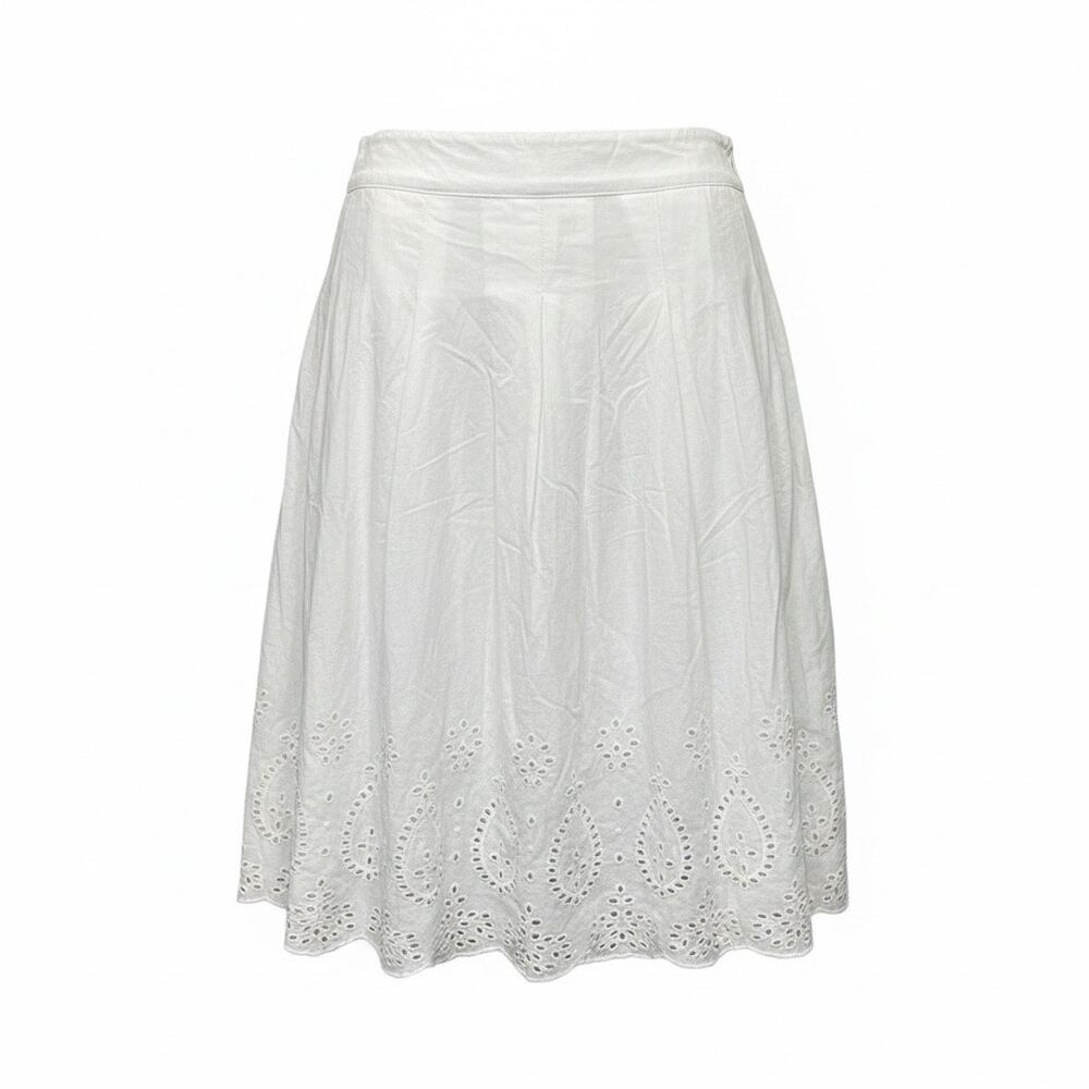 St. Johns Bay White Eyelet Cotton A Line Midi Skirt 10 Petite Cotton Summer Chic